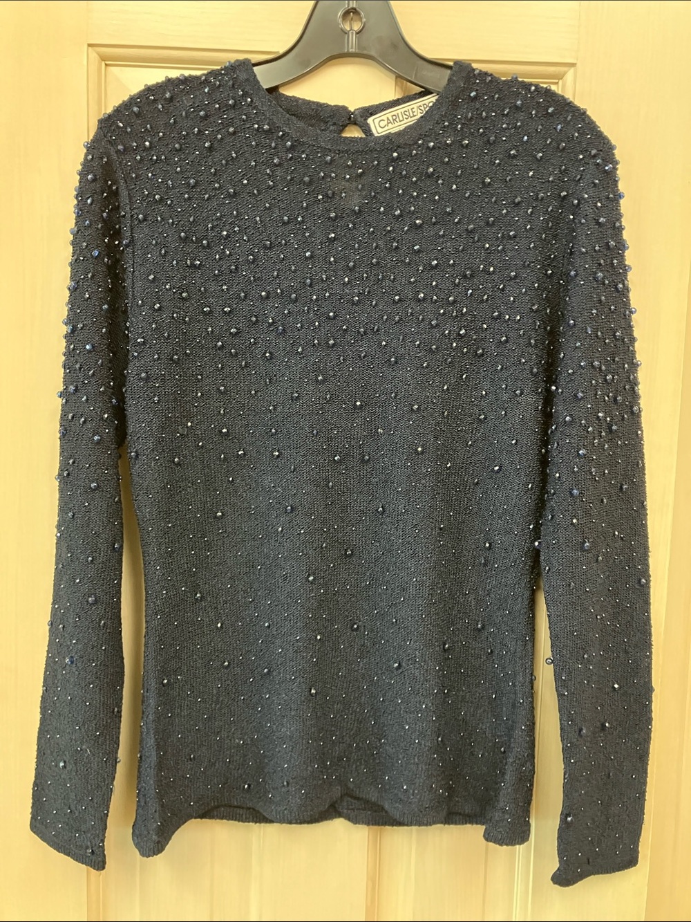 Carlisle Sport Navy Beaded Crewneck Sweater - Refined Knit